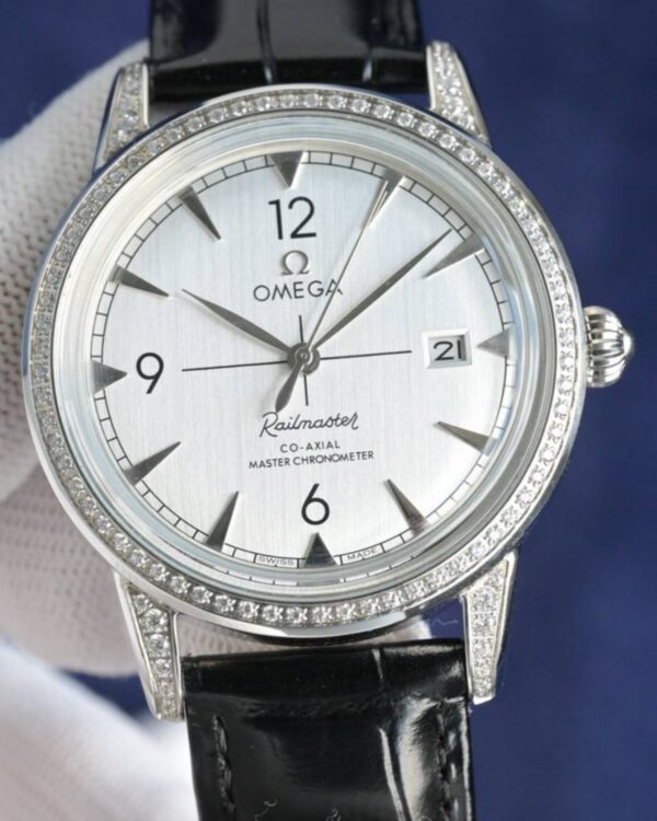 Omega Railmaster Diamond Set Silver Dial Replica