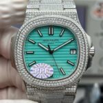 Patek Philippe Nautilus Iced-Out Turquoise Blue Watch