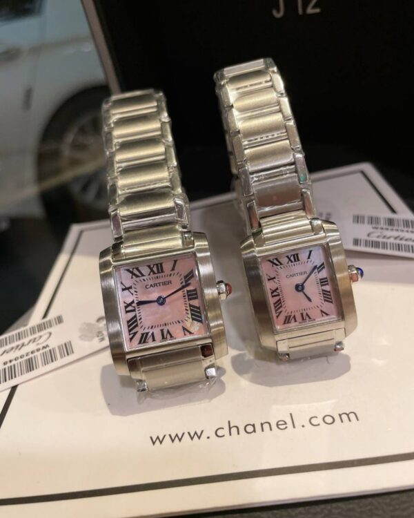 Cartier Tank Française Replica Pearl Dial Couple Watches