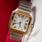 cartier santos two-tone automatic luxury watch